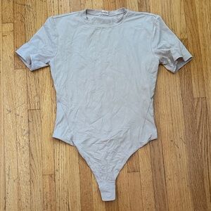 Wundermost Ultra-Soft Nulu Short-Sleeve Crew Thong Bodysuit